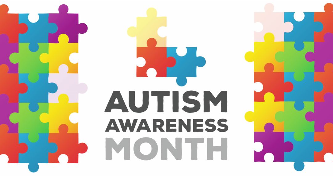 Image of autism awareness month text with puzzle pieces on white background - Free Images, Stock Photos and Pictures on Pikwizard.com