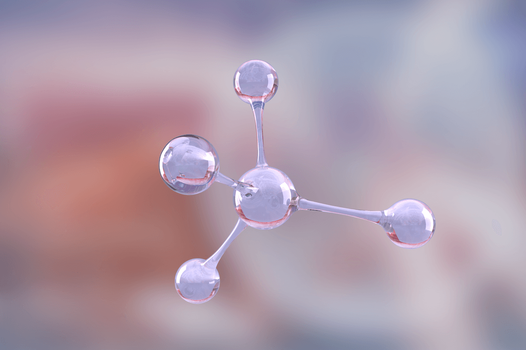 Transparent Molecular Structure with Pink Highlights PNG Vector