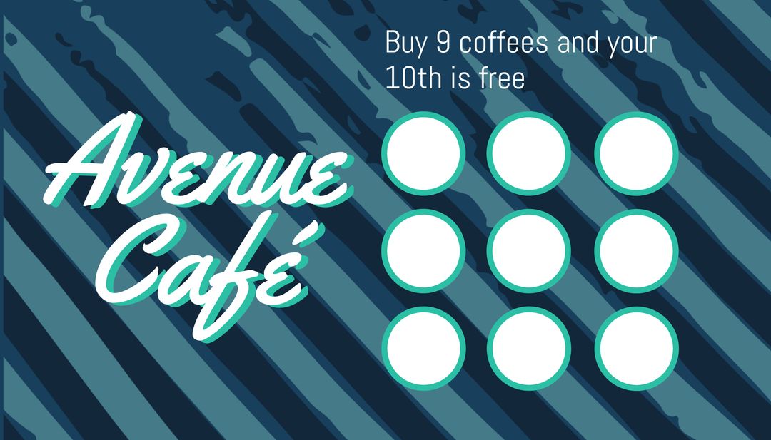 Avenue Café Loyalty Card with Free Coffee Reward - Download Free Stock Templates Pikwizard.com
