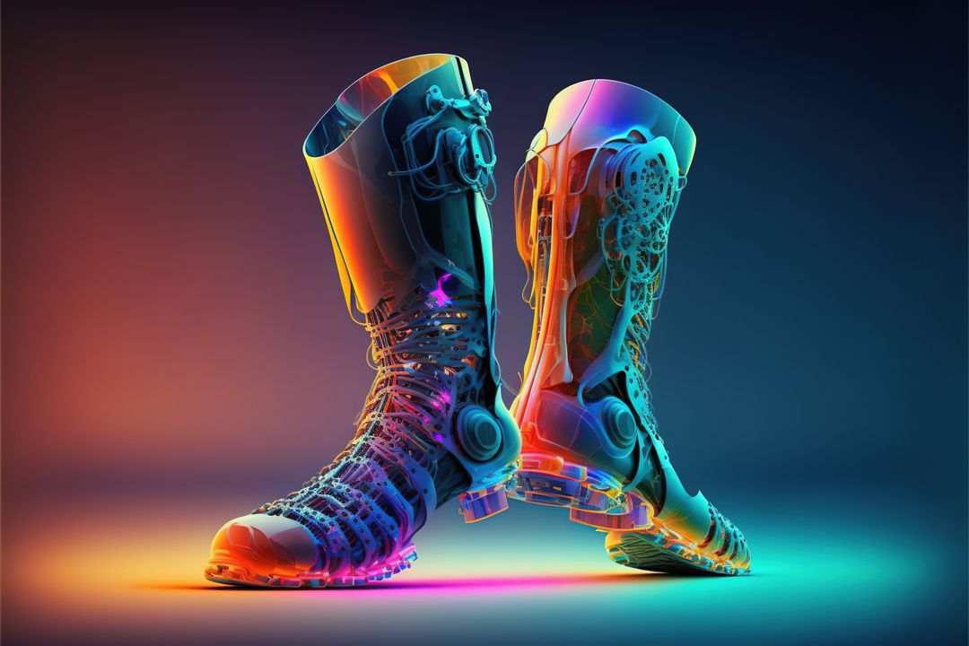 Image of cyber prosthetic of legs on blue background, created using generative ai technology - Free Images, Stock Photos and Pictures on Pikwizard.com