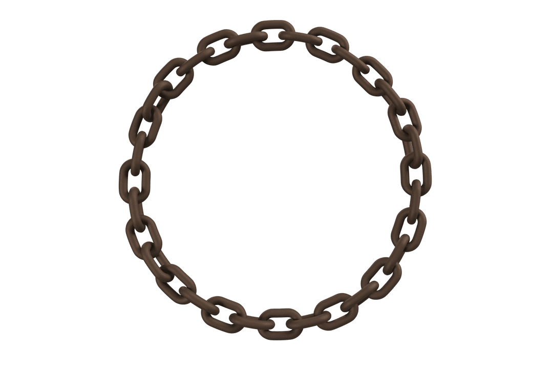 3D Circular Metallic Chain on Transparent Background