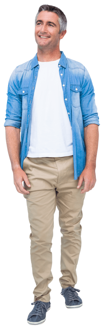 Casually Dressed Man Smiling with Transparent Background