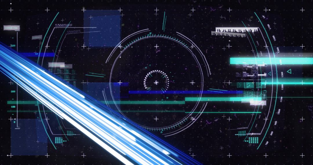 Futuristic Data Processing Interface with Neon Elements