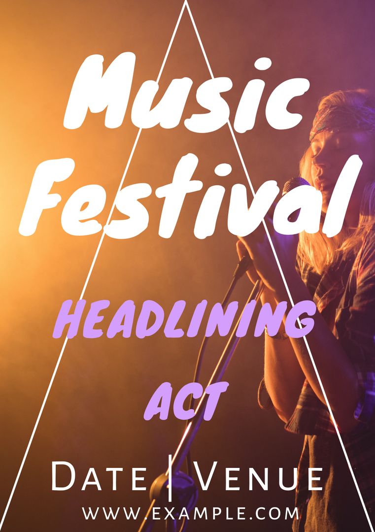 Vibrant Music Festival Poster Featuring Headlining Act - Download Free Stock Templates Pikwizard.com