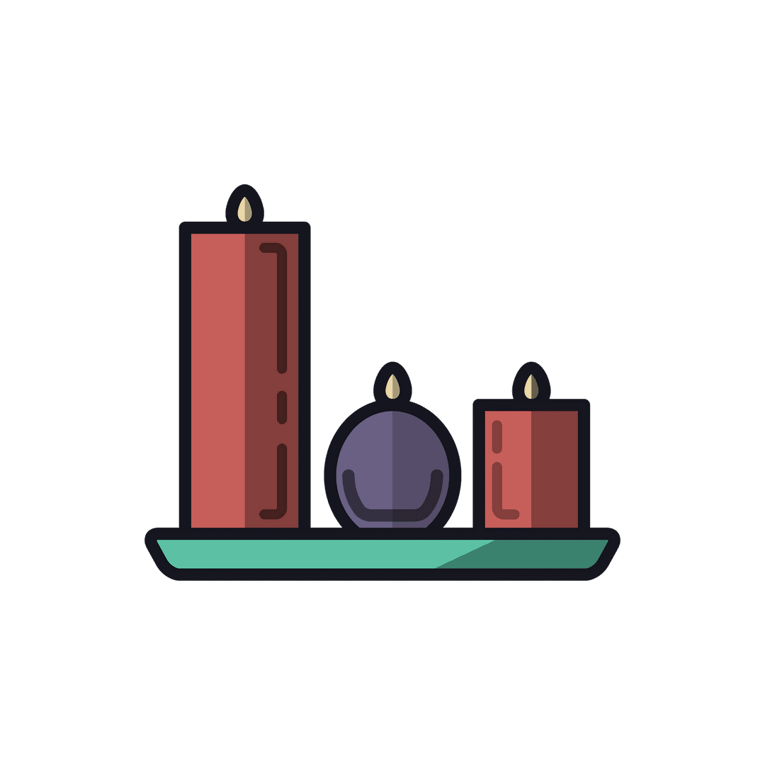 Colorful Candles Illustration on Transparent Background for Atmospheric Design