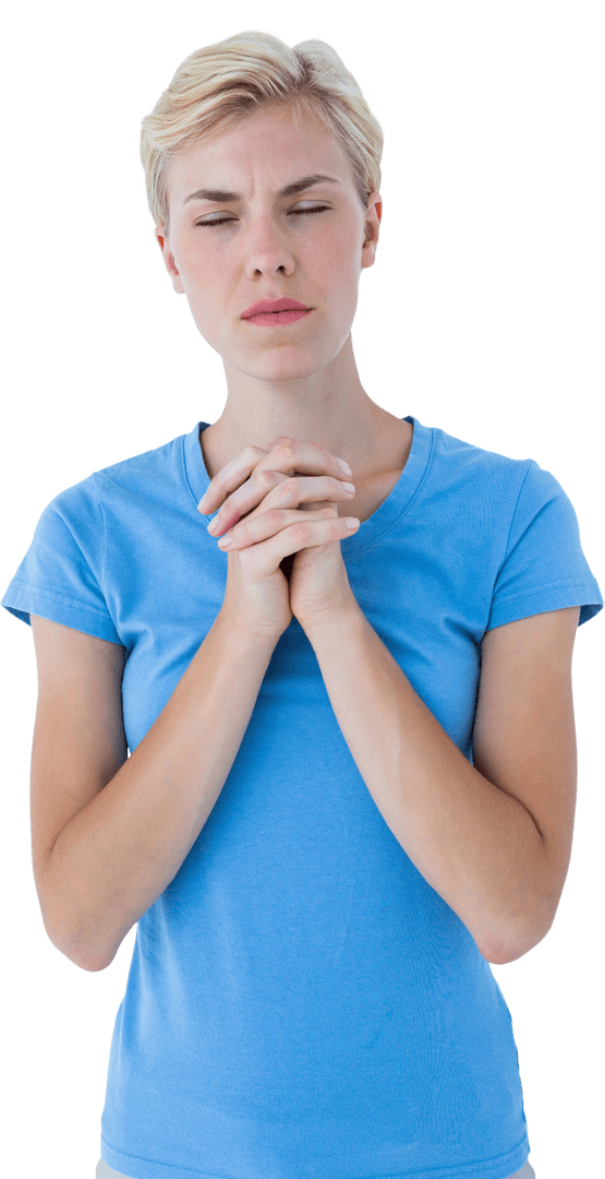 Transparent Background Praying Woman with Clasped Hands