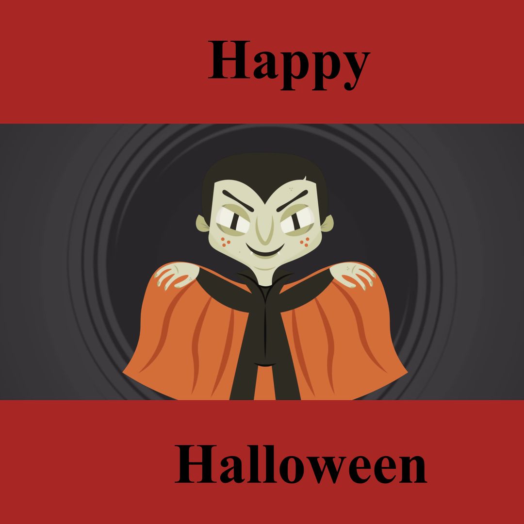 Smiling Vampire with Cape for Halloween Greeting Card