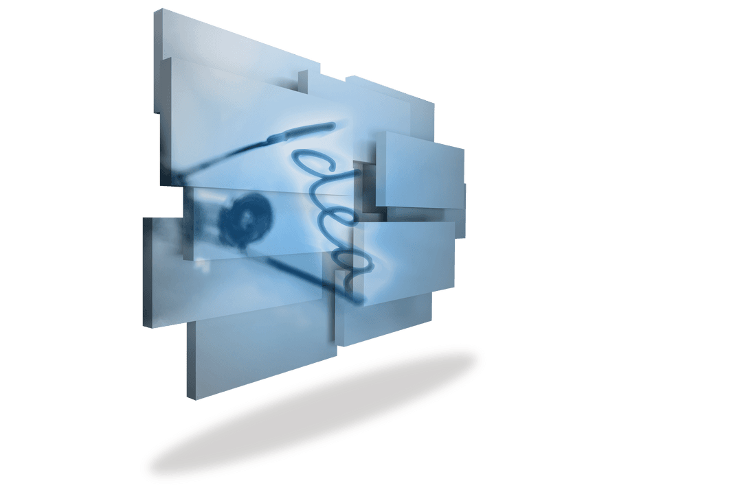 Transparent Digital Shapes with Idea Text Illustration