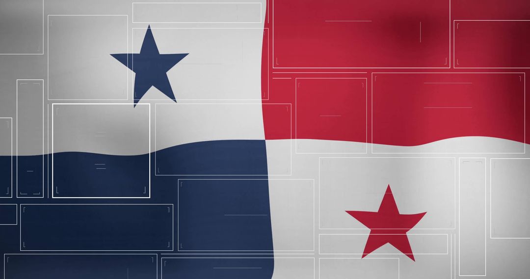 Panamanian Flag with Digital Overlay and Geometric Pattern