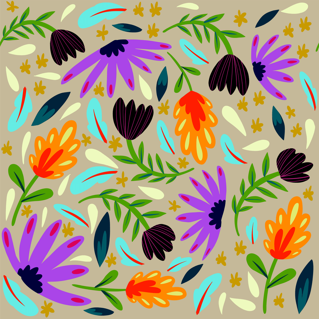 Abstract Floral Illustration on Transparent Background for Nature Designs