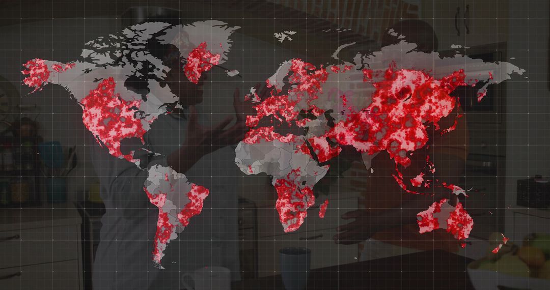Global Culinary Concept with Heatmap Overlay in Kitchen