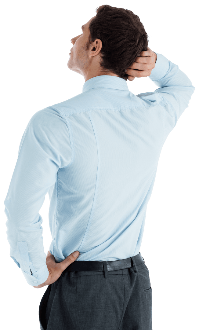 Transparent View of Businessman Contemplating Future