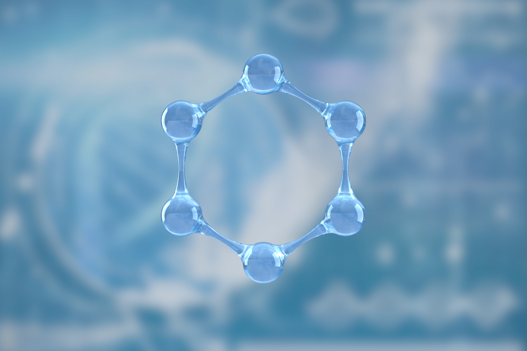 Close-Up of Transparent Blue Molecule Model with Hexagonal Arrangement - Download Free Stock Images Pikwizard.com