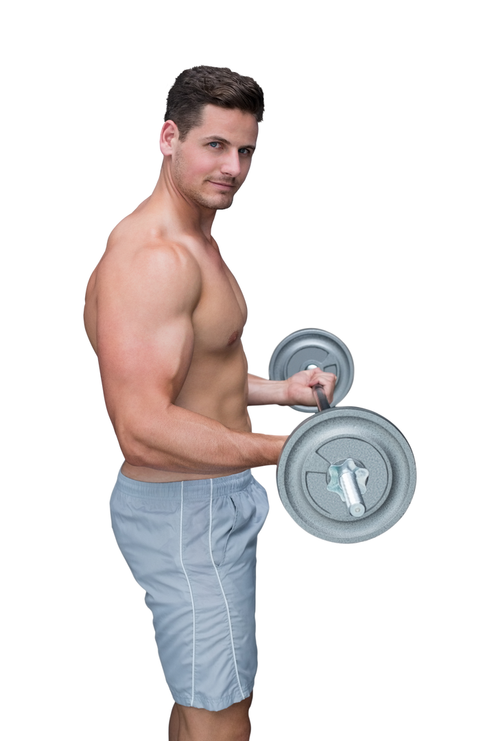 Caucasian Man Exercising with Weights on Transparent Background - Download Free Stock Images Pikwizard.com