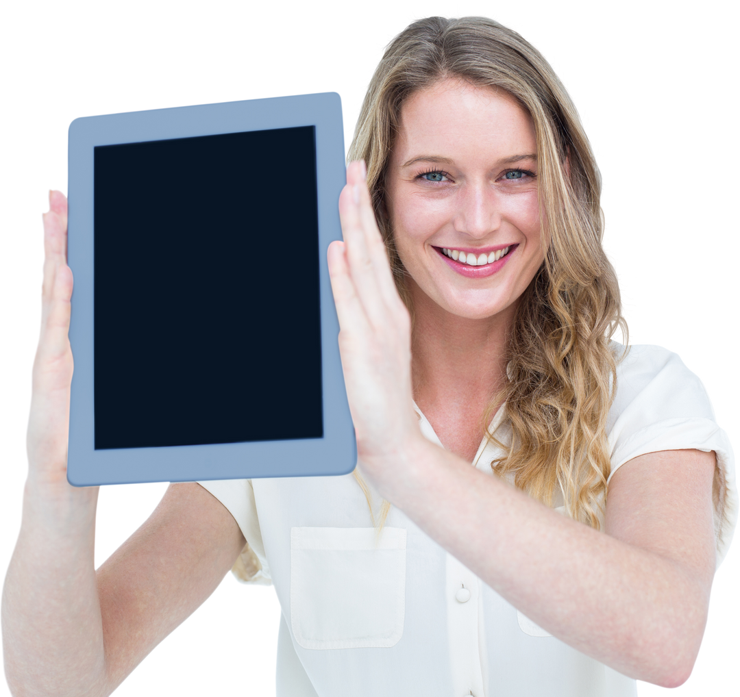 Transparent Image of Happy Woman Holding Tablet PC - Download Free Stock Images Pikwizard.com