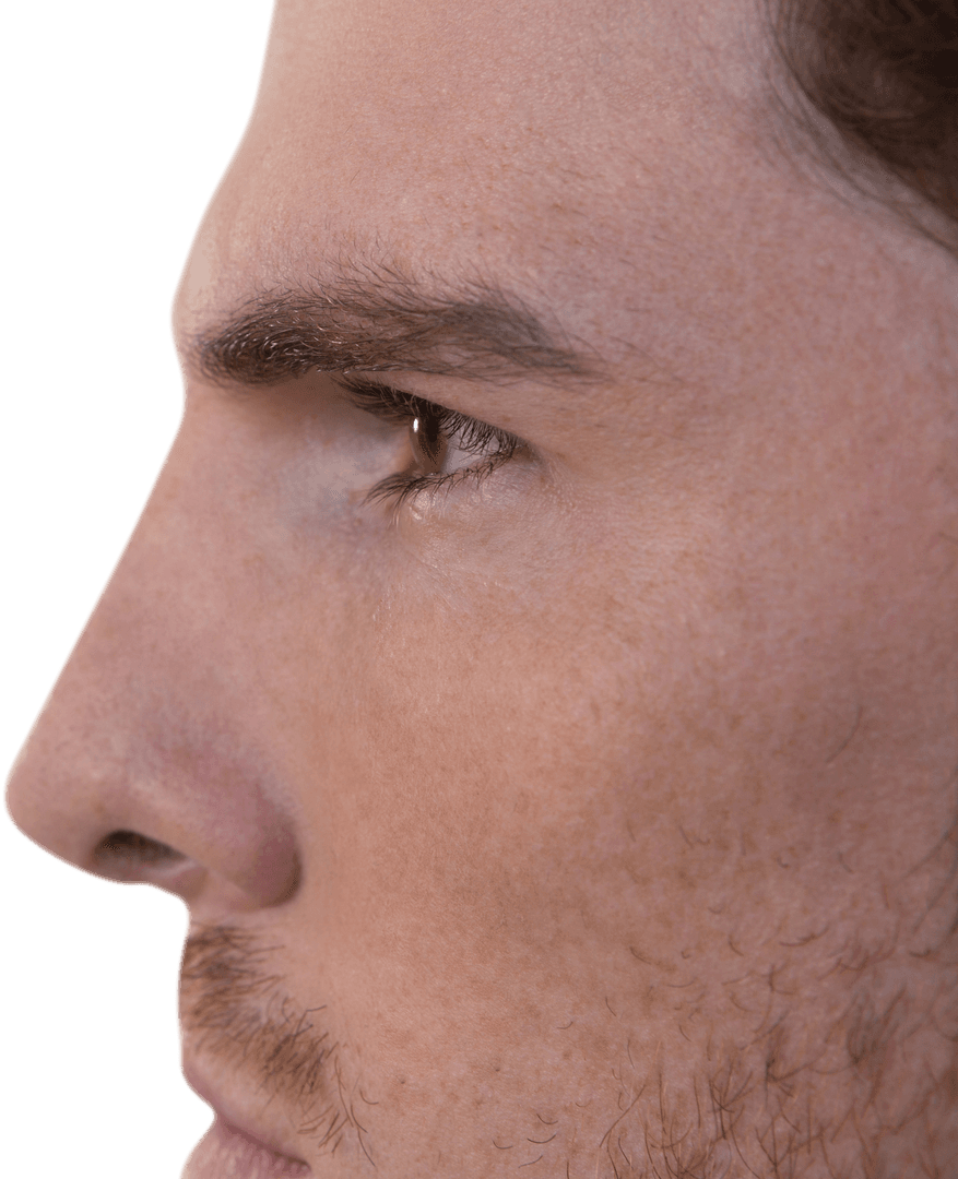 Profile of Man Face on Transparent Background
