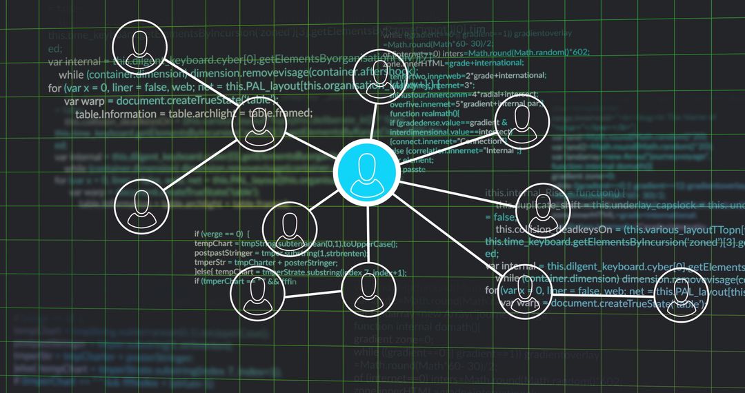 Digital Network with User Connection Nodes and Data Code Overlay