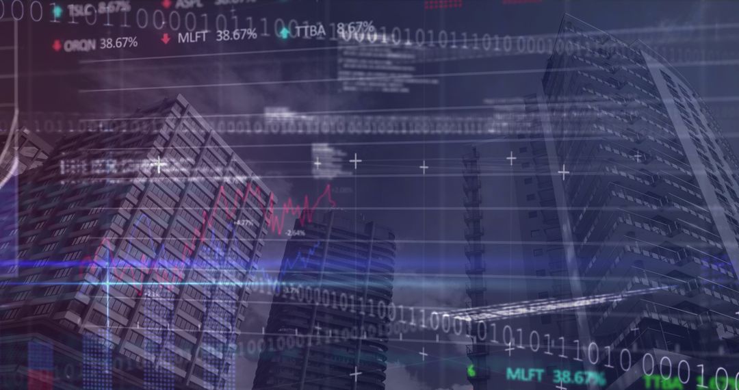 Digital Finance and Technology Overlaying Urban Skyline