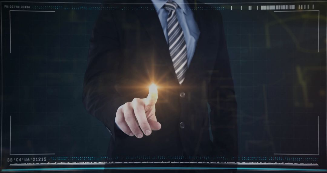 Businessman Activating Futuristic Touch Interface