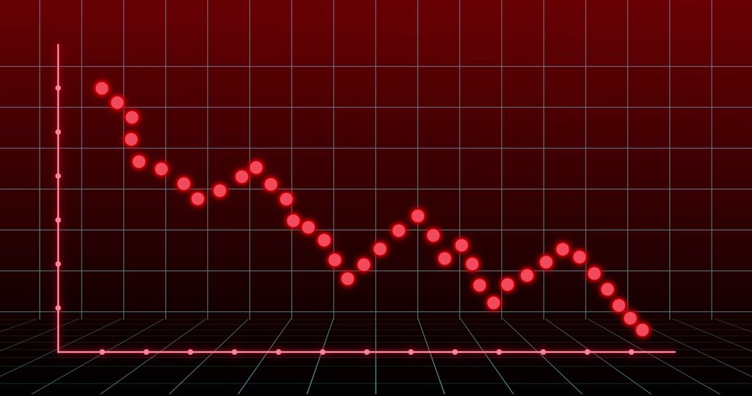 Red Graph Showing Downward Trend on Digital Grid