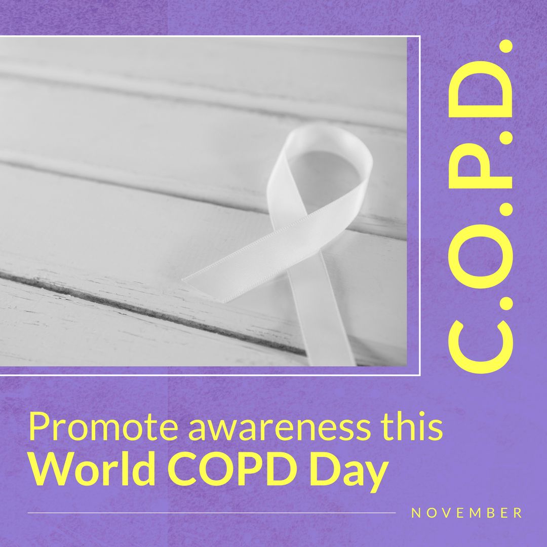 COPD Awareness Ribbon on Purple Background Promoting Awareness