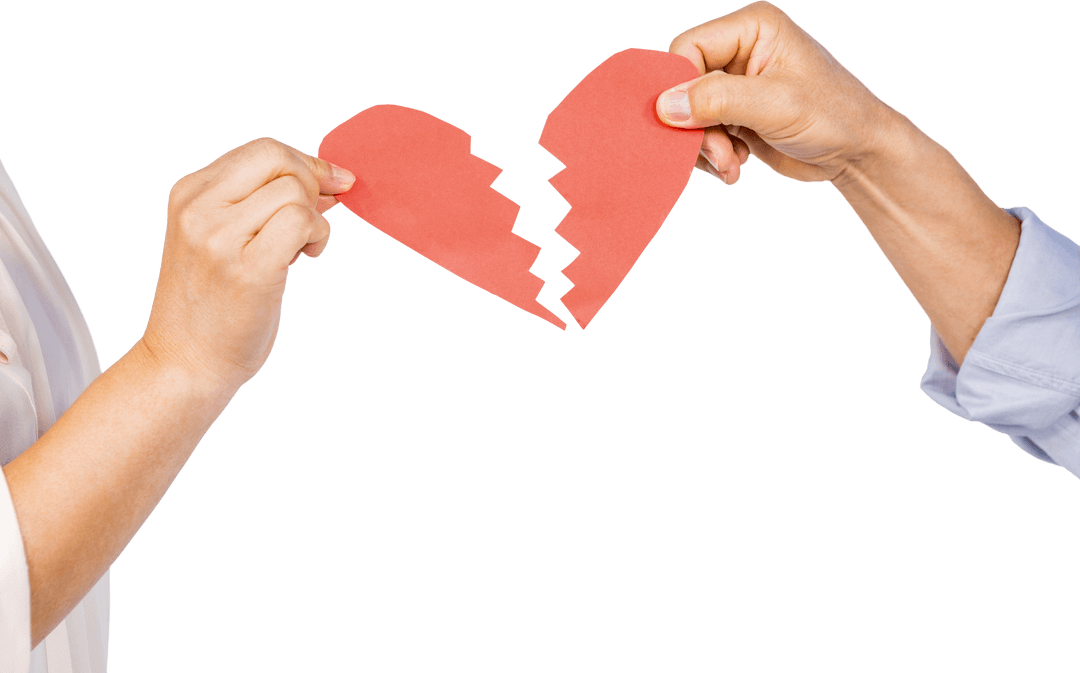 Hands Holding Transparent Broken Heart Symbols