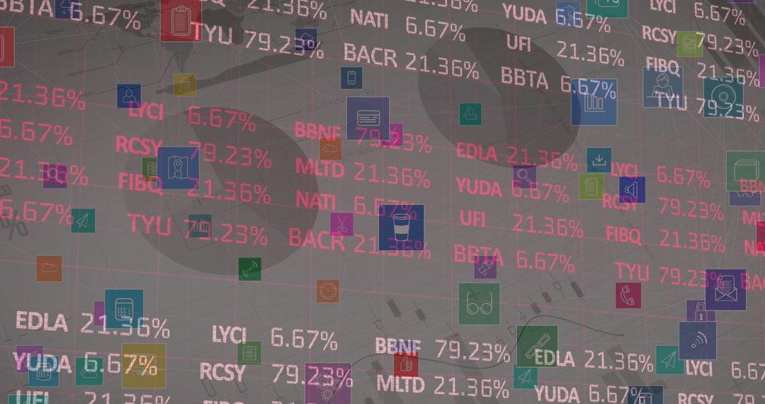 Abstract Financial Data Icons in Digital World Concept