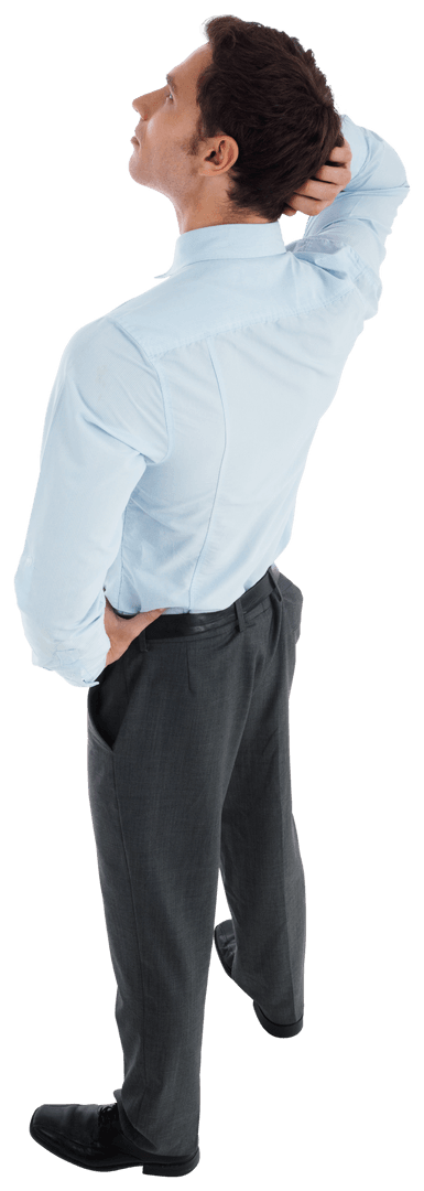 Transparent Businessman Looking Curious Gazing Upward