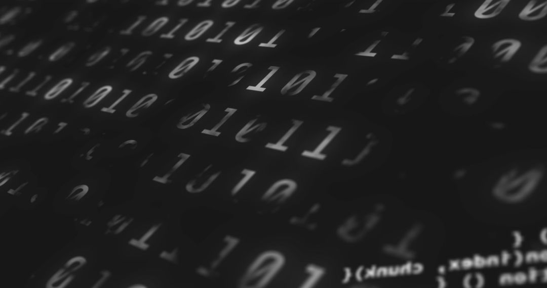 Binary Code With Digital Symbols on a Dark Background
