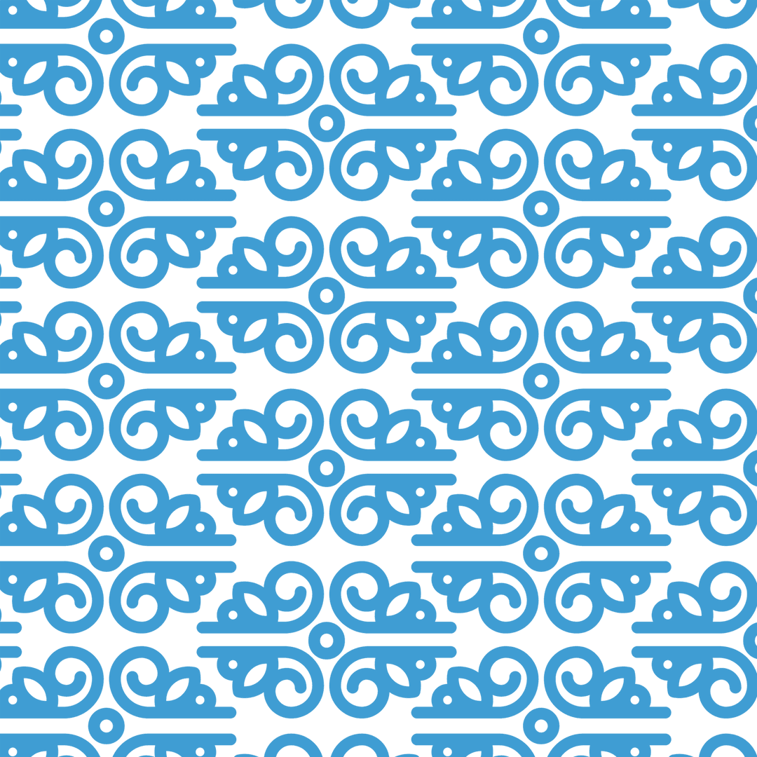Blue Ornamental Pattern on Transparent Vector Illustration
