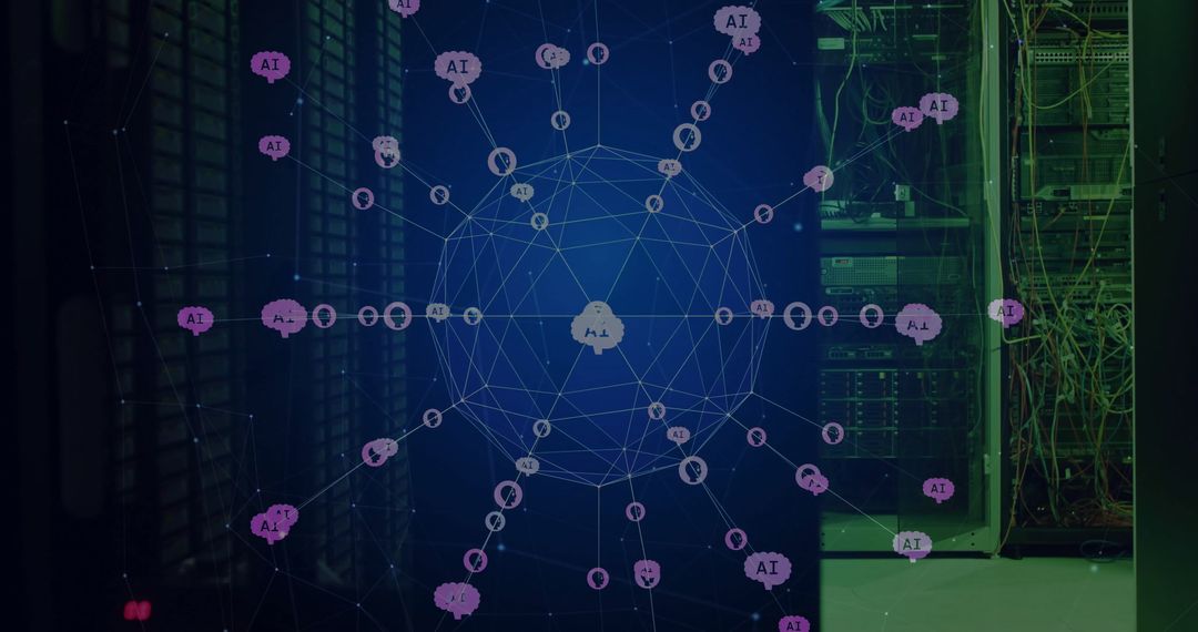 global network of ai chatbots in server data center - Free Images, Stock Photos and Pictures on Pikwizard.com