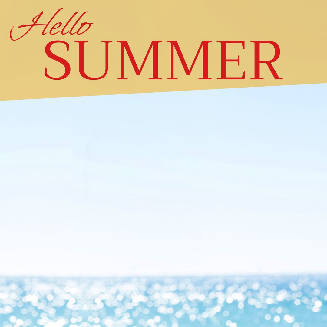 Greeting Card with Bold Hello Summer Text over Sparkling Sea