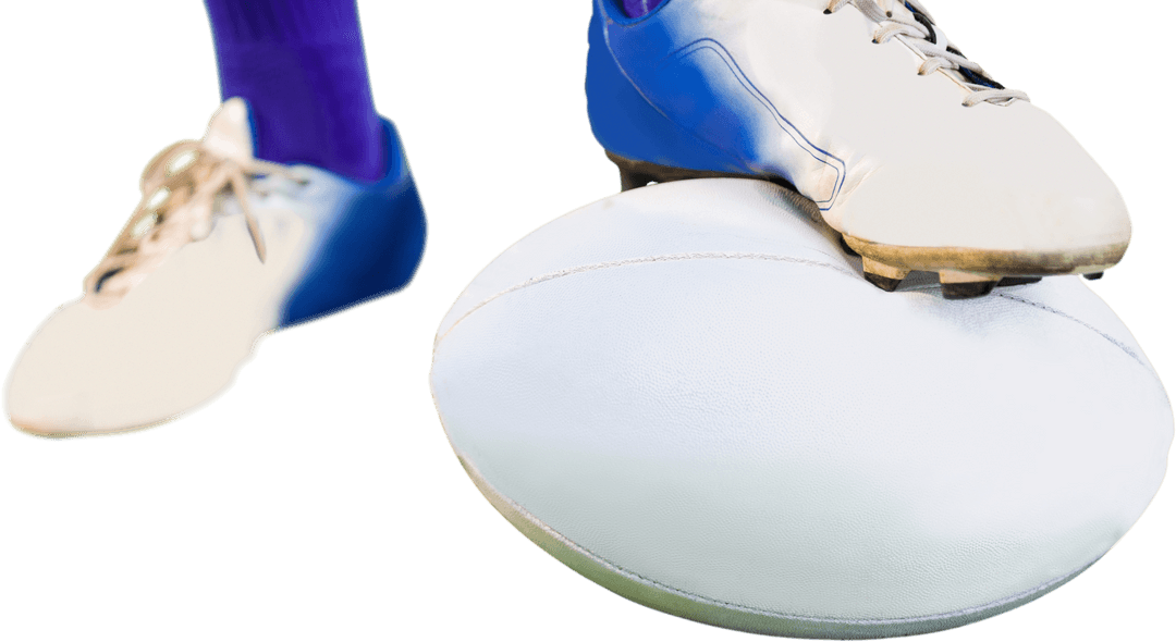 Transparent Rugby Player Preparing Drop Kick Action Shoes Ball