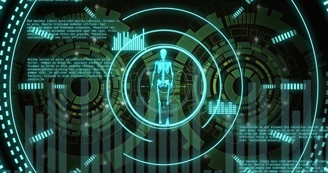 Futuristic Skeleton Scan in Digital Interface