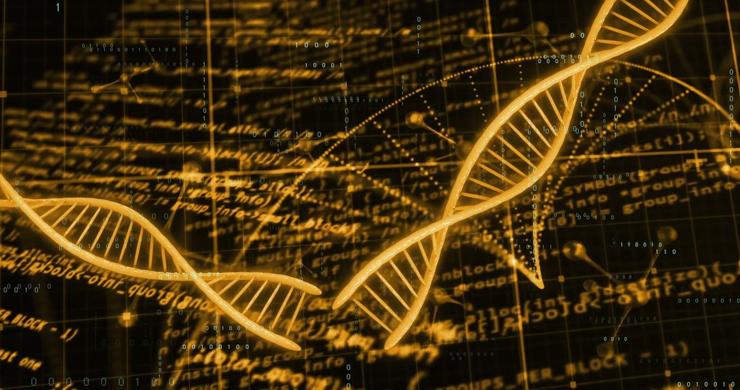 Digital DNA Strands on Abstract Technological Background