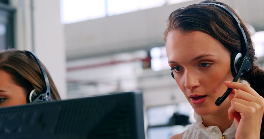 Focused Customer Service Representatives at Call Center