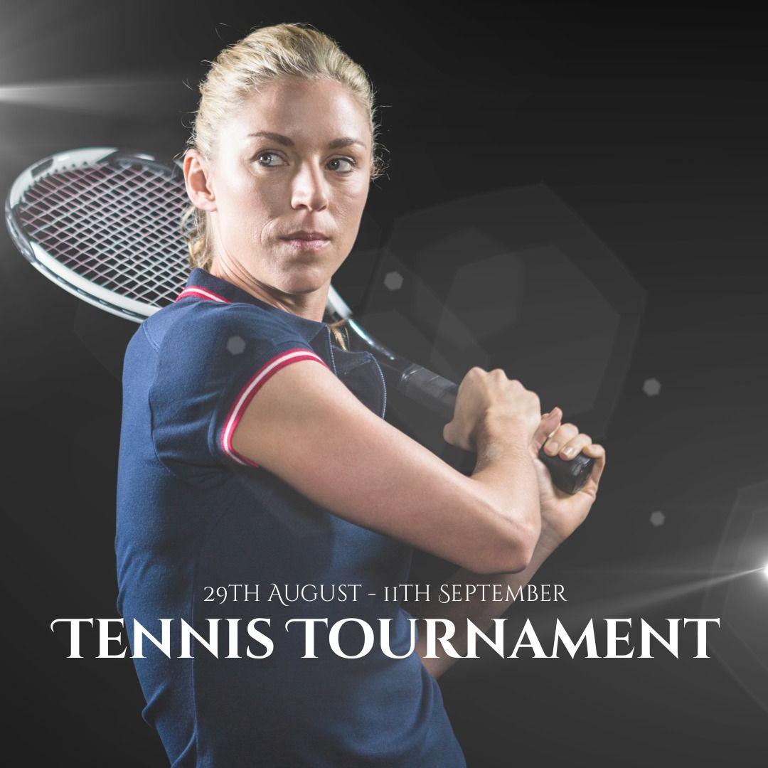 Confident Female Tennis Player Promoting Tournament with Racket - Download Free Stock Templates Pikwizard.com