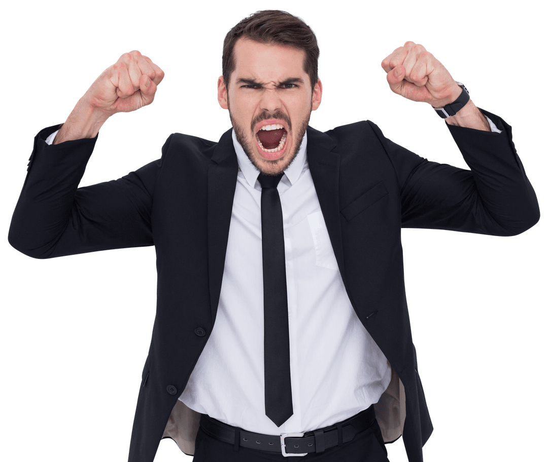 Transparent Background Furious Businessman Expressing Frustration
