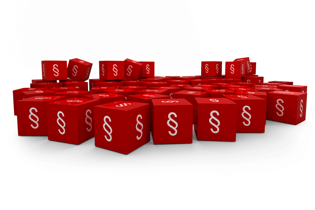 Transparent Red Blocks with White Section Symbols