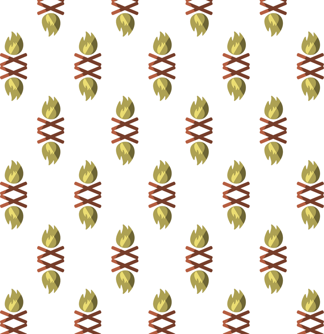 Seamless Digital Fire Motif on Transparent Background