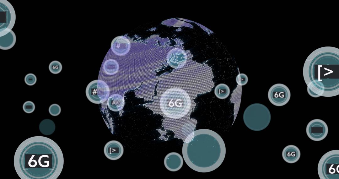 Futuristic 6G and 5G Technology Concepts with Digital Globe