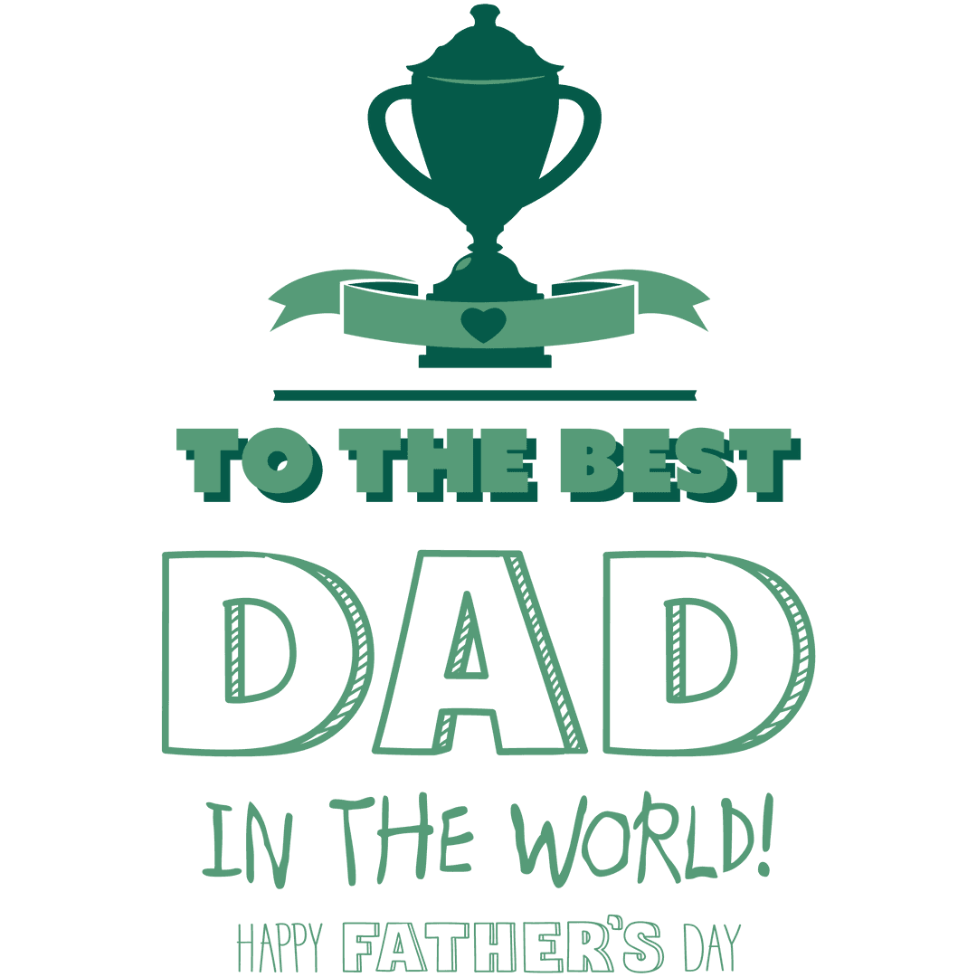 Fathers Day Trophy and Text on Transparent Background