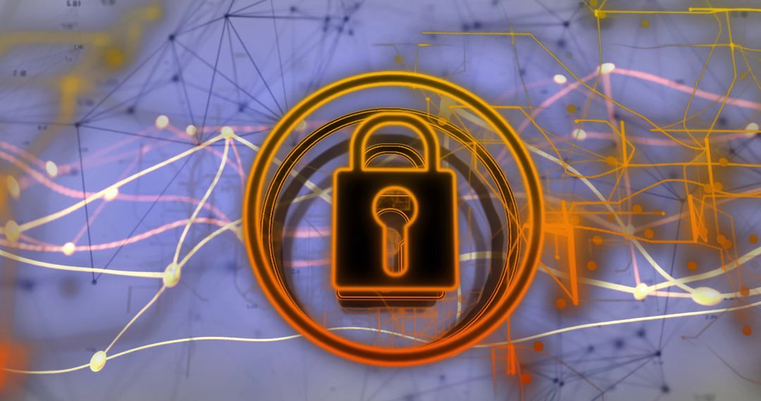 Glowing Padlock on Digital Network Background for Cybersecurity