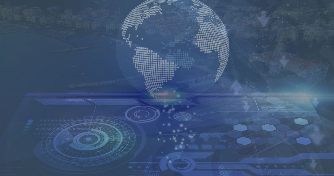 Globe and Data Interface Symbolizing Global Business and Digital Interaction