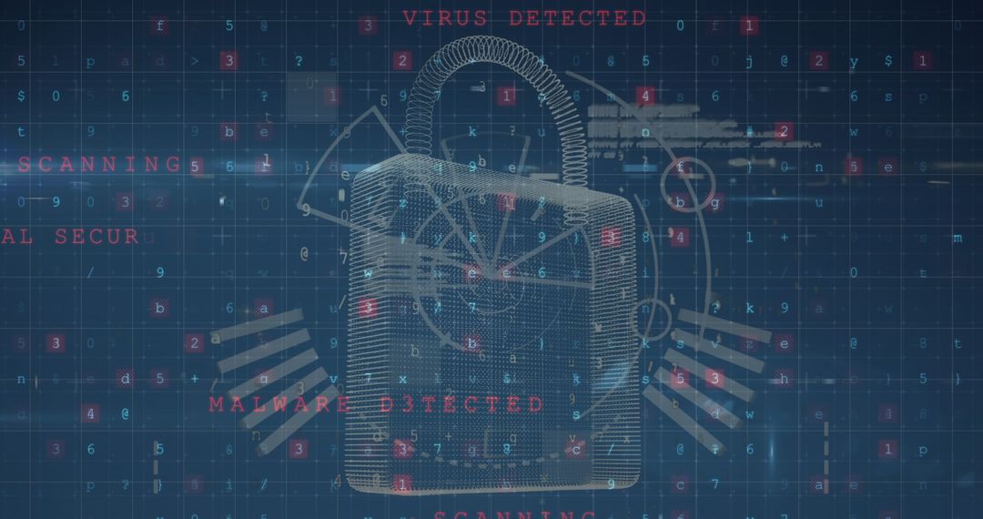 Digital Security Concept with Padlock and Embedded Code