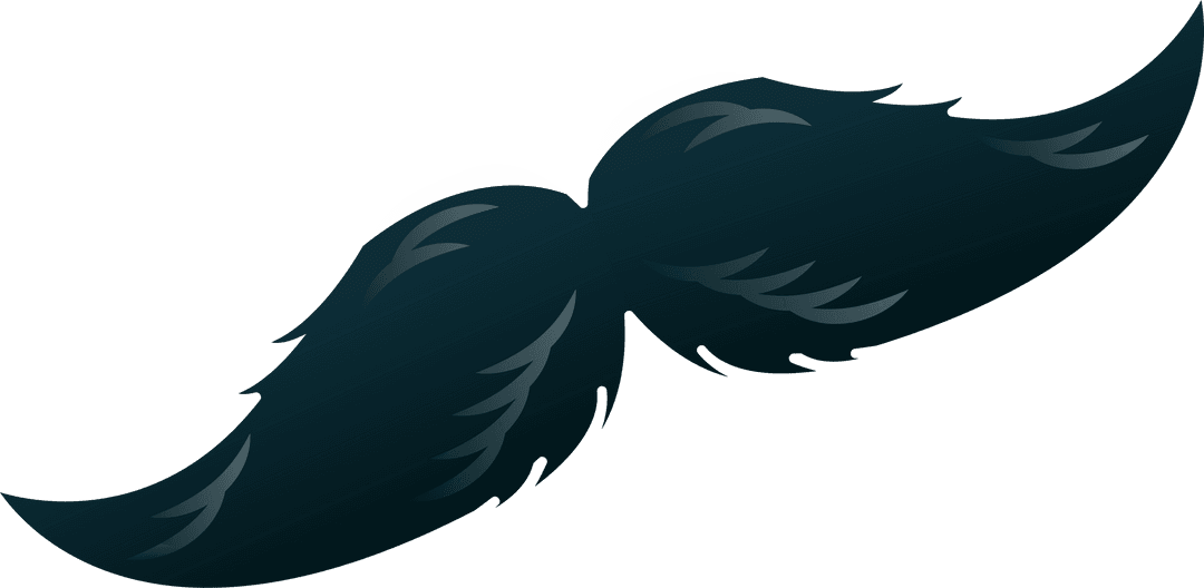 Stylized Handlebar Mustache Graphic on Transparent Background