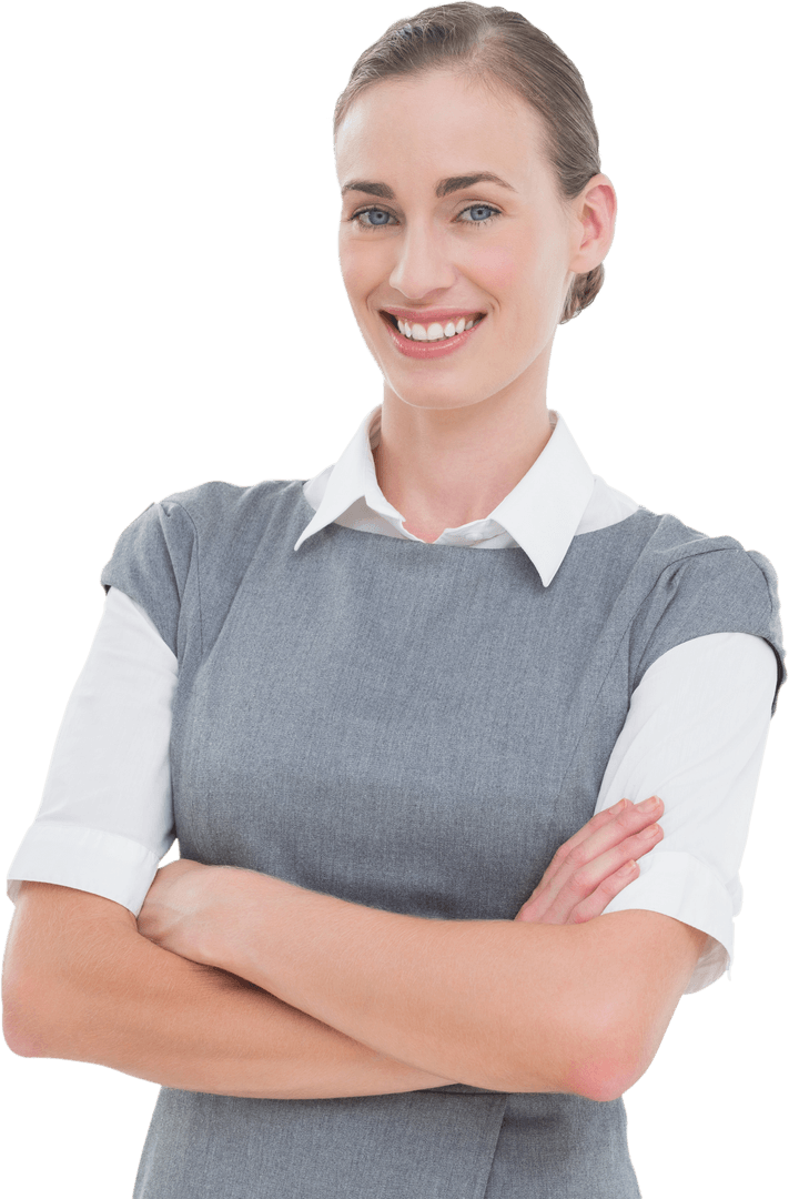 Confident Businesswoman Smiling with Crossed Arms Transparent Background