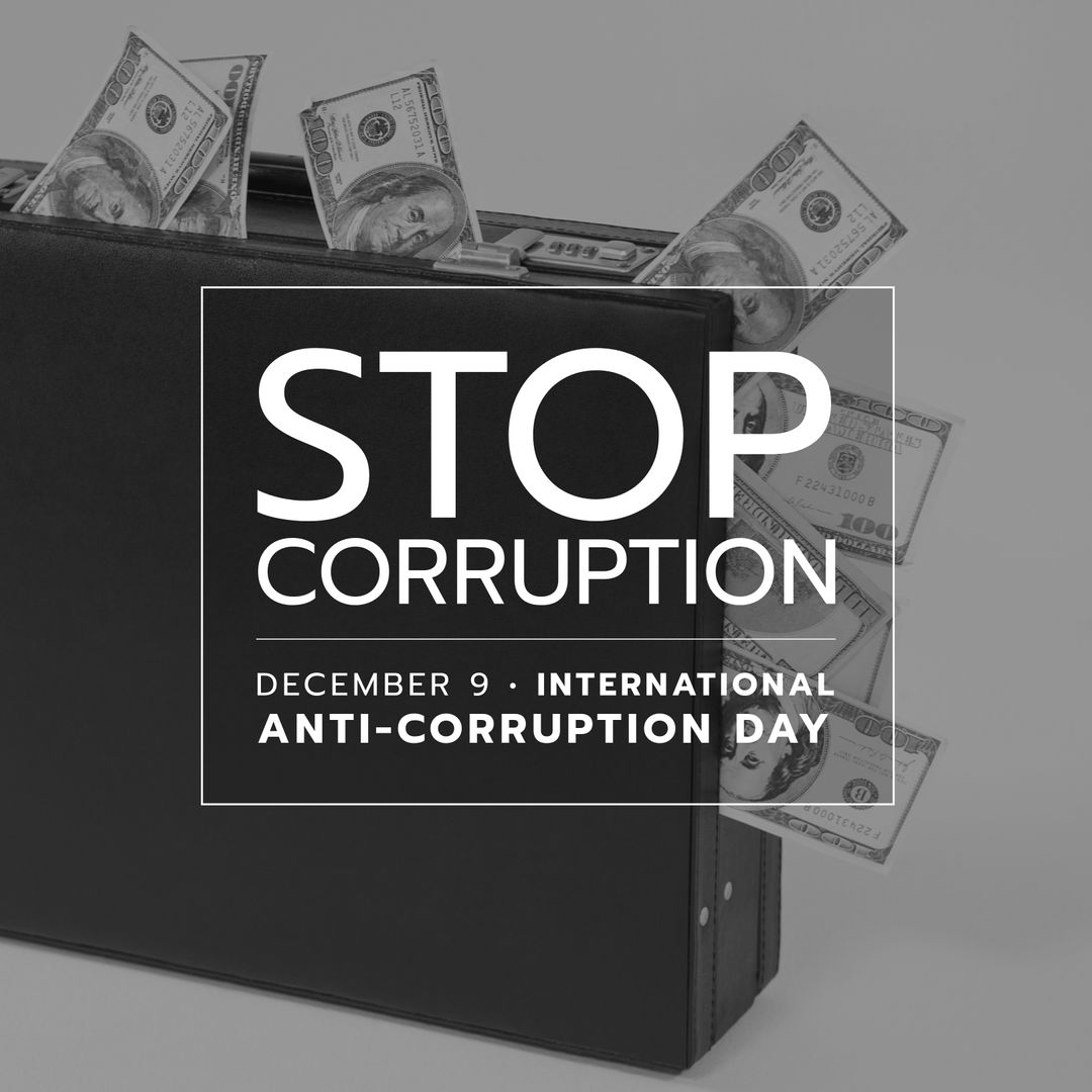 Anti-Corruption Awareness Briefcase with Dollar Bills