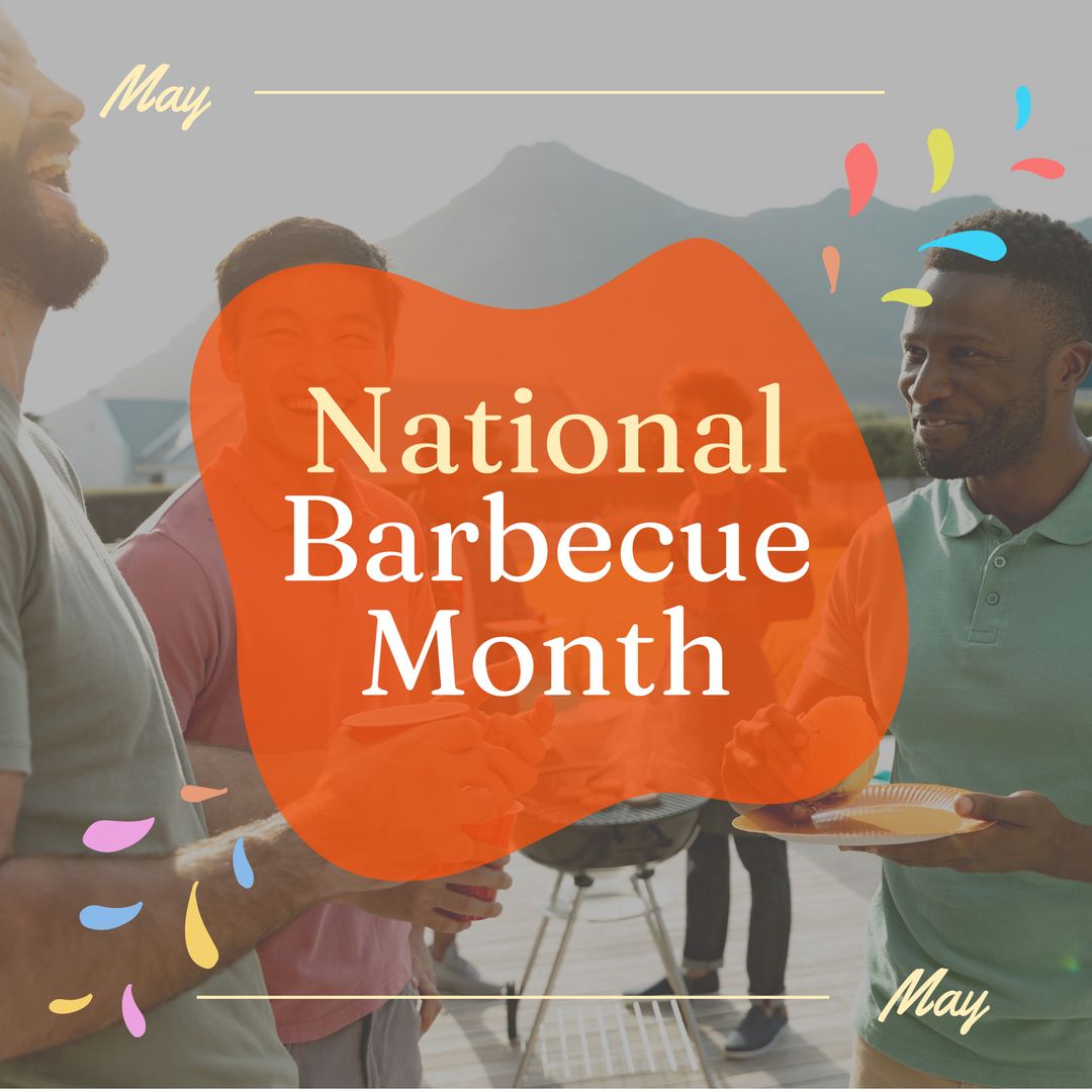 Diverse Group of Men Celebrating National Barbecue Month Outdoors in May - Download Free Stock Templates Pikwizard.com