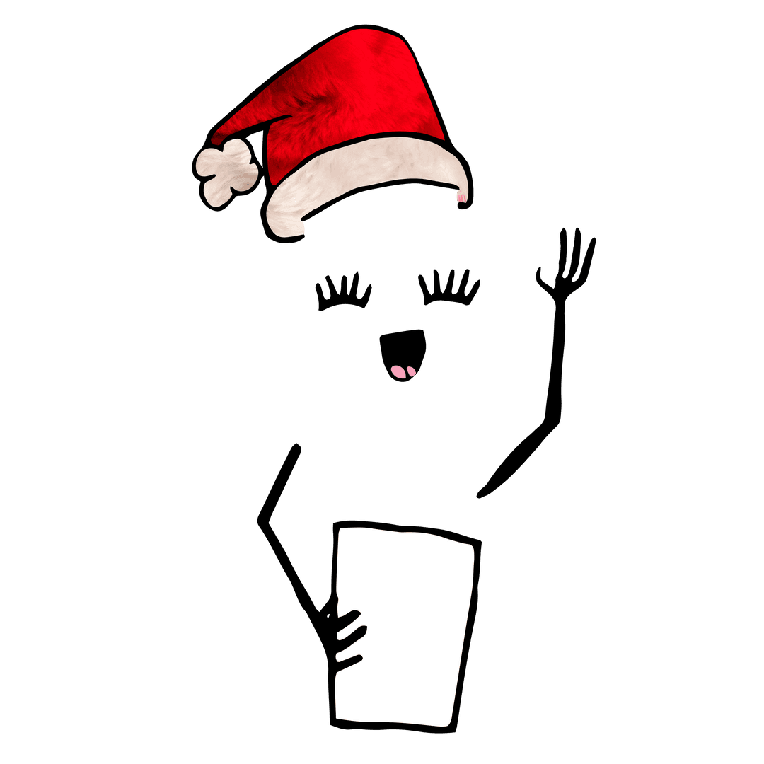 Cheerful Santa Claus with Note on Transparent Background